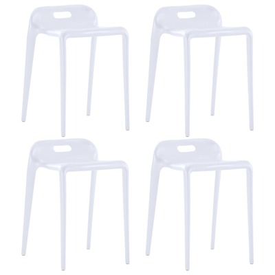 Stackable Stools 4 pcs White Plastic
