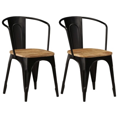 Dining Chairs 2 pcs Black Solid Mango Wood
