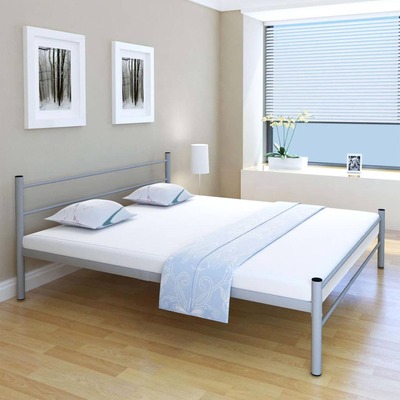 Bed Frame Grey Metal King Size