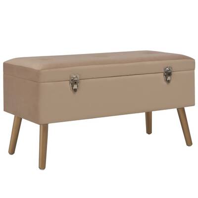 Bench with Storage Compartment 80 cm Beige Velvet
