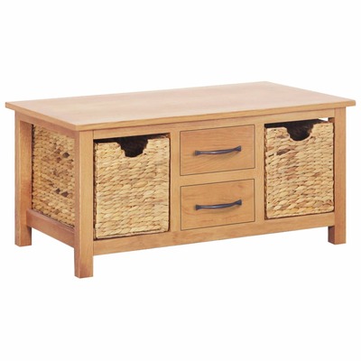 Sideboard Solid Oak Wood and Water Hyacinth