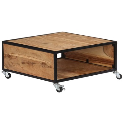 Coffee Table With 4 Casters Solid Acacia Wood