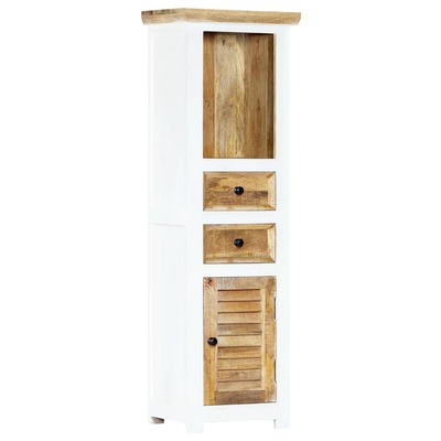 Highboard White and Brown Solid Rough Mango Wood