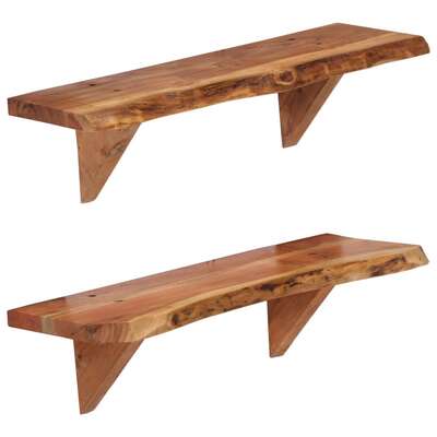 Wall Shelves 2 pcs 60x20x16 cm Solid Acacia Wood