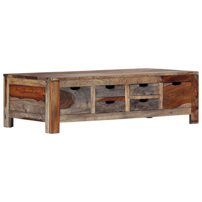 Coffee Table Solid Sheesham Wood Grey