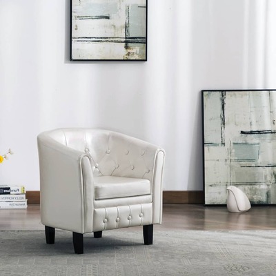 Tub Chair faux Leather White