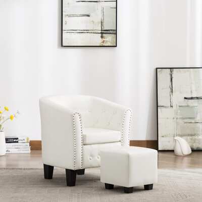 Tub Chair with Footstool White