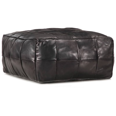 Pouffe Black Genuine Goat Leather