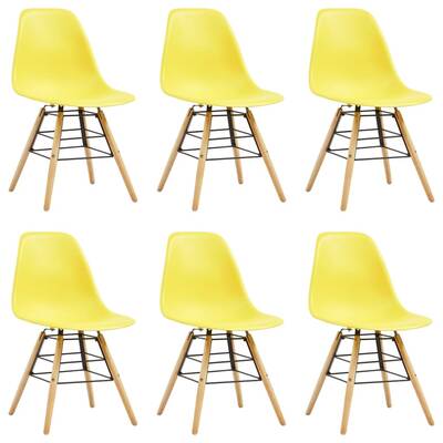 Dining Chairs 6 pcs Yellow Plastic