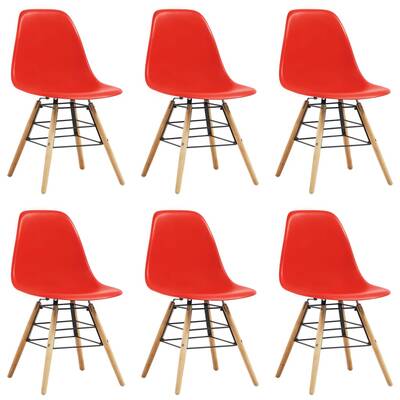 Dining Chairs 6 pcs Red Plastic