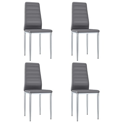 Dining Chairs 4 pcs   faux Leather Grey