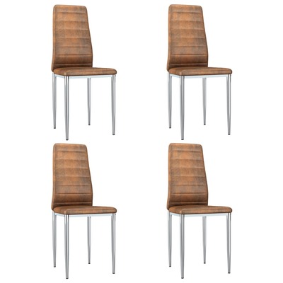 Dining Chairs 4 pcs faux Suede Leather Brown
