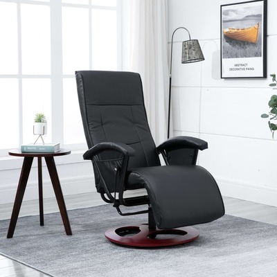 Swivel TV Armchair Black Faux Leather