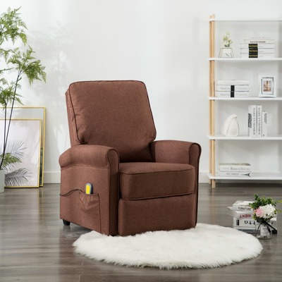 Massage Recliner Brown Fabric