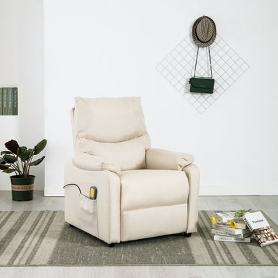 TV Massage Recliner Cream Fabric