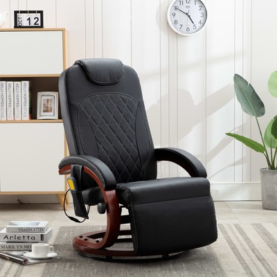 TV Massage Recliner Black Faux Leather