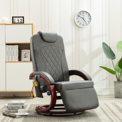 TV Massage Recliner Grey faux Leather