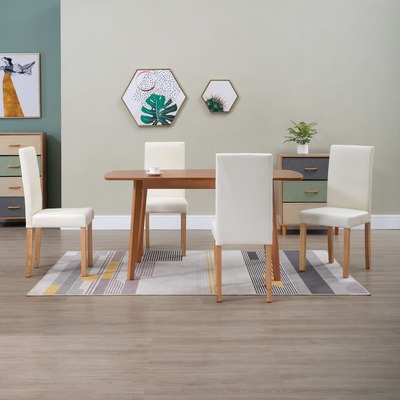 4 pcs Dining Chairs faux Leather Cream