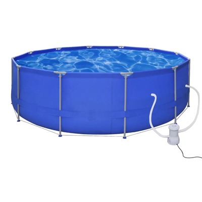 Swimming Pool Round 457 cm with Filter Pump 800 gal / h
