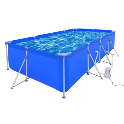 Swimming Pool with Pump Steel Blue