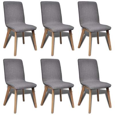 Dining Chairs 6 pcs Light Grey Fabric and Solid Oak Wood (241153+241154)