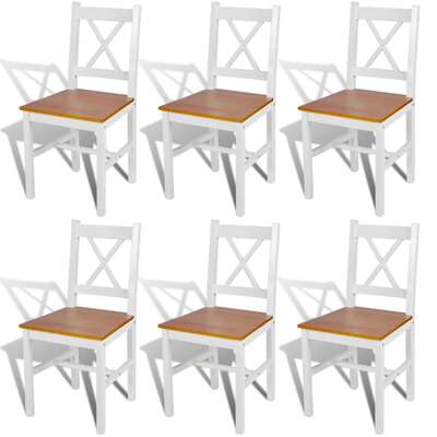 Dining Chairs 6 pcs White Pinewood