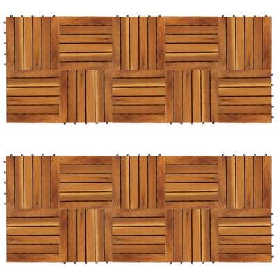 Decking Tiles Vertical Pattern Acacia Set of 20