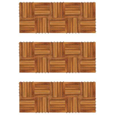 Decking Tiles Vertical Pattern Acacia Set of 30