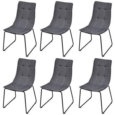 Dining Chairs 6 pcs Dark Grey Fabric