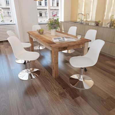 Swivel Dining Chairs 6 pcs White faux Leather