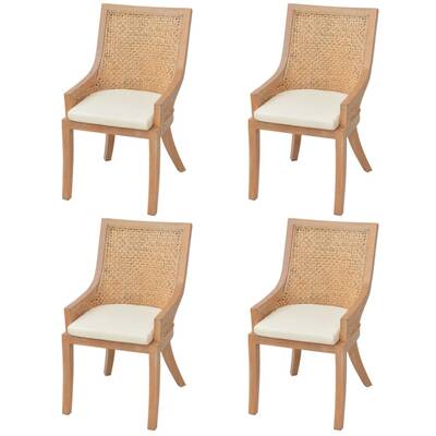 Dining Chairs 4 pcs Rattan and Solid Mango Wood