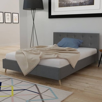 Bed with Memory Foam Mattress Dark Grey Fabric Queen Size