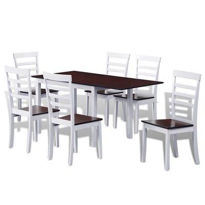 Etending Dining Set 7 Pieces Brown and White
