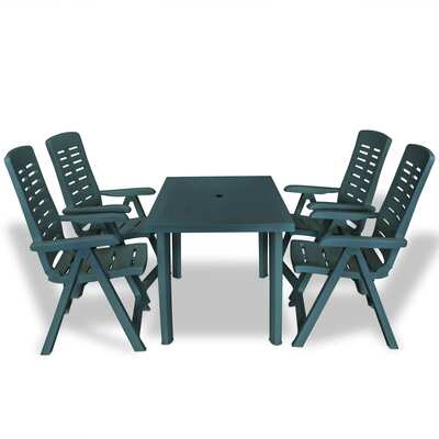 5 Piece Outdoor Dining Set Plastic Green