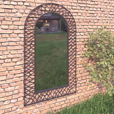 Garden Wall Mirror Arched Black