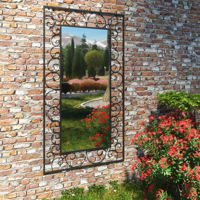 Garden Wall Mirror Rectangular ,Black