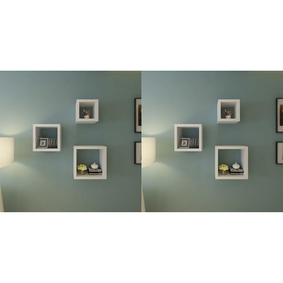 Wall Cube Shelves 6 pcs White