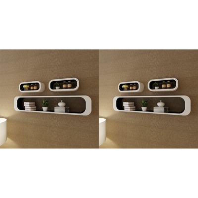 Wall Cube Shelves 6 pcs Black and White