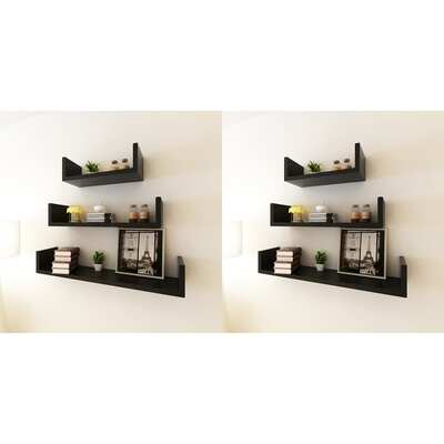 Wall Shelves 6 pcs Black