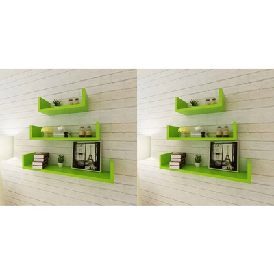 Wall Shelves 6 pcs Green