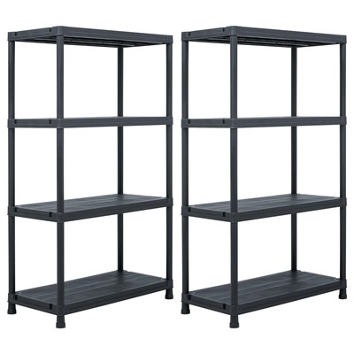 Storage Shelf Racks 2 pcs Black 200 kg Plastic