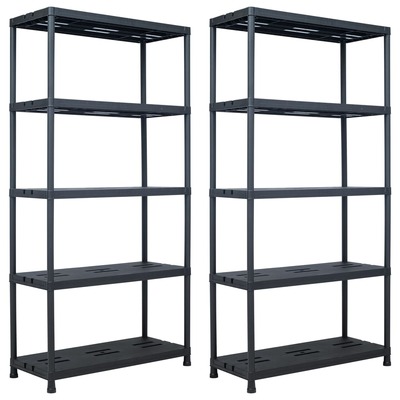 Storage Shelf Racks 2 pcs Black 260 kg Plastic