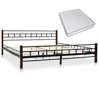 Bed with Memory Foam Mattress- Black Metal  King