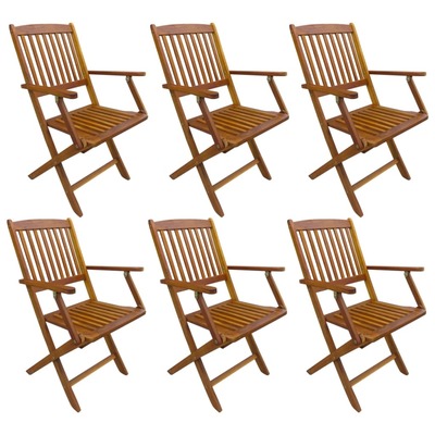 Folding Outdoor Chairs 6 pcs Solid Acacia Wood