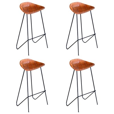 Bar Chairs 4 pcs Brown Real Leather