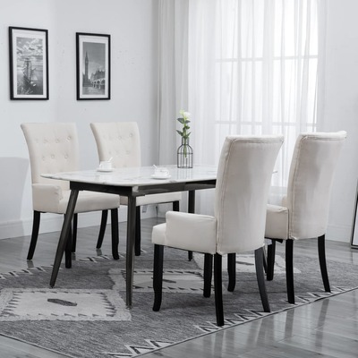 Dining Chairs with Armrests 4 pcs Beige Fabric