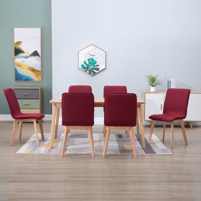 Dining Chairs 6 pcs Red Fabric