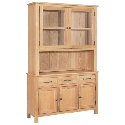 Sideboard and Hutch Set Solid Oak Wood