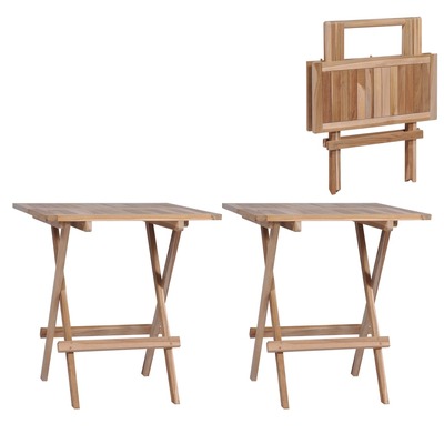 Folding Bistro Tables 2 pcs Solid Teak