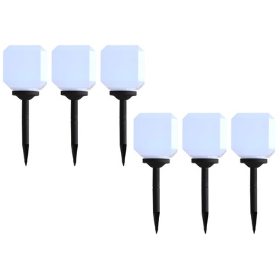 Outdoor Solar Lamps 6 pcs LED Cubic 20 cm White